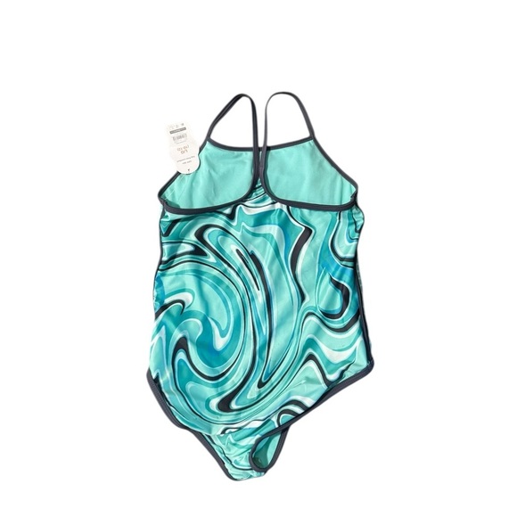 New Wonder Nation Girl's 1 Piece Swimsuit Swirl Green Size L 10-12 Summer NWT - Picture 5 of 9